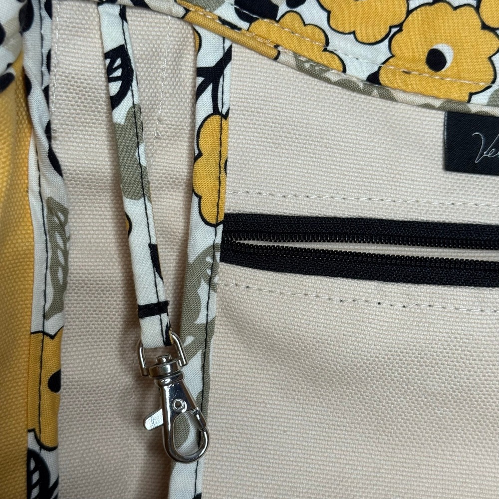 Vera Bradley Tote Bag Yellow Floral Leopard Print Canvas Shoulder Bag - Picture 9 of 12